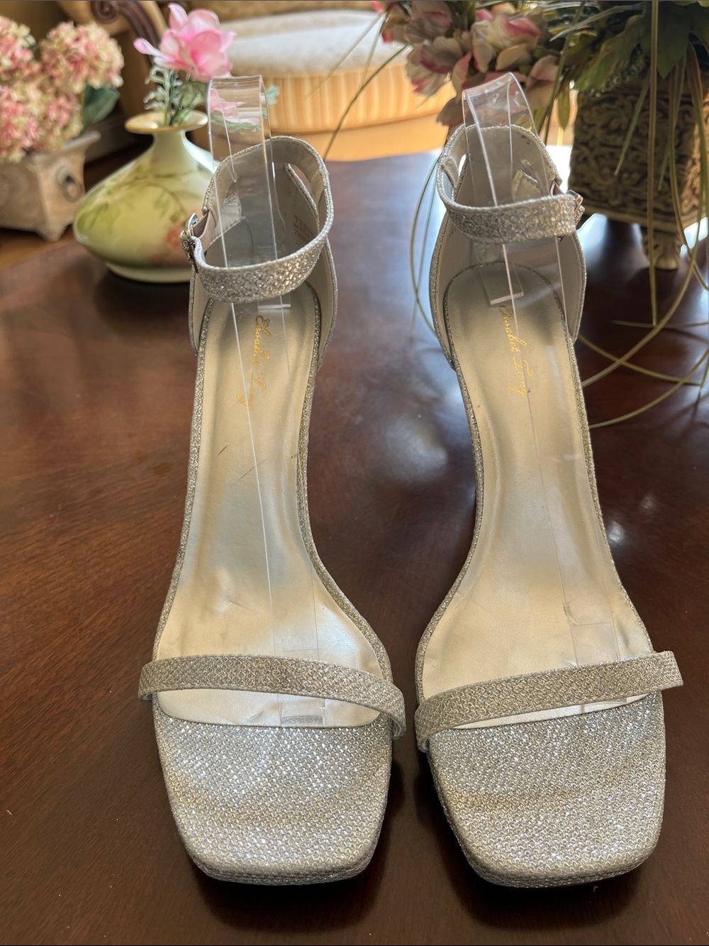Silver Ankle-Strap Evening Sandals - Women's, Elizabet Lang